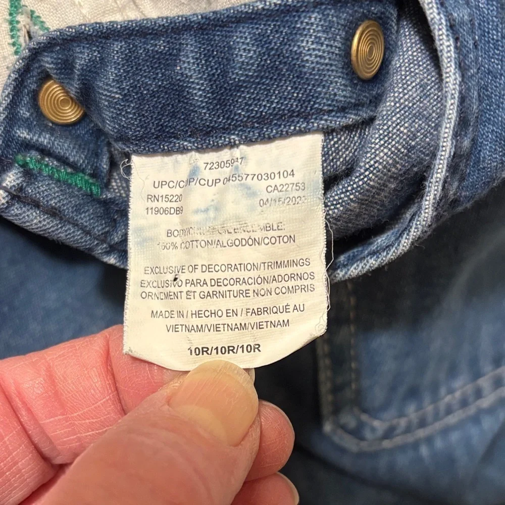 Liberty Denim Overalls with Green Trim Youth